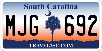 SC license plate MJG692