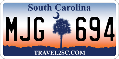 SC license plate MJG694