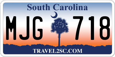 SC license plate MJG718