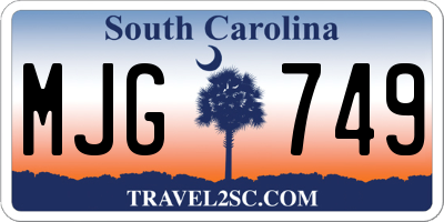 SC license plate MJG749