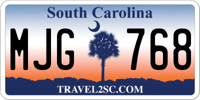SC license plate MJG768