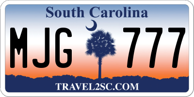 SC license plate MJG777