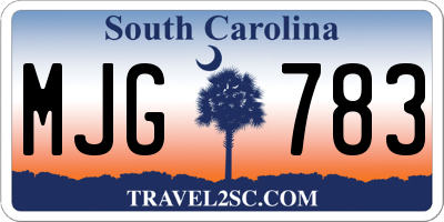 SC license plate MJG783