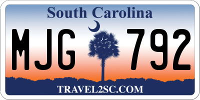 SC license plate MJG792