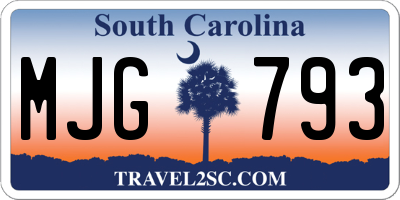 SC license plate MJG793