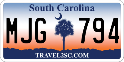SC license plate MJG794