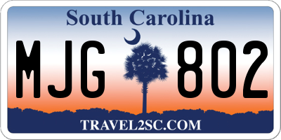 SC license plate MJG802