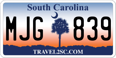 SC license plate MJG839