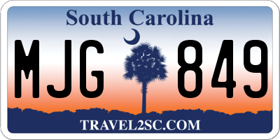 SC license plate MJG849