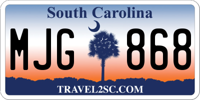 SC license plate MJG868