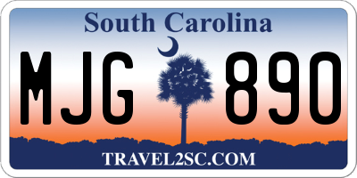 SC license plate MJG890