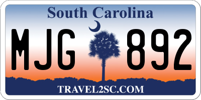 SC license plate MJG892