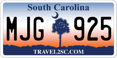 SC license plate MJG925