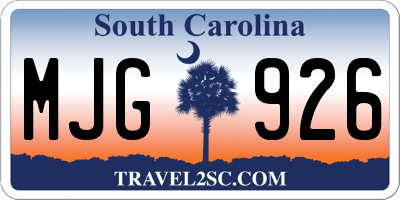 SC license plate MJG926