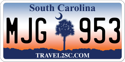 SC license plate MJG953