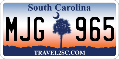 SC license plate MJG965
