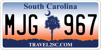 SC license plate MJG967
