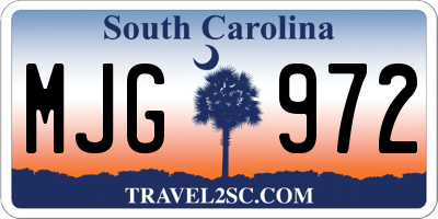 SC license plate MJG972
