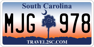 SC license plate MJG978