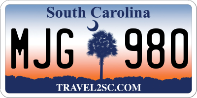 SC license plate MJG980