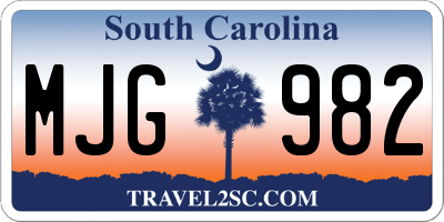 SC license plate MJG982