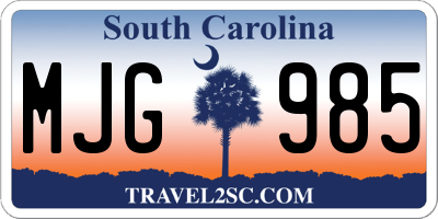 SC license plate MJG985