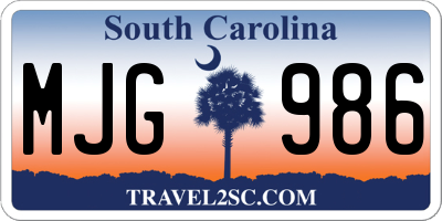 SC license plate MJG986