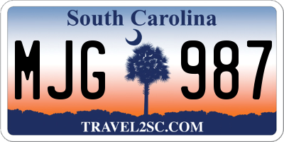 SC license plate MJG987