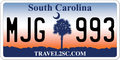 SC license plate MJG993