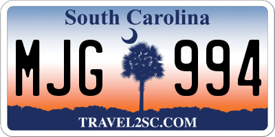 SC license plate MJG994