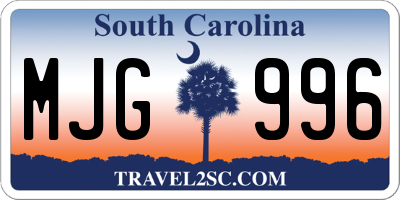 SC license plate MJG996