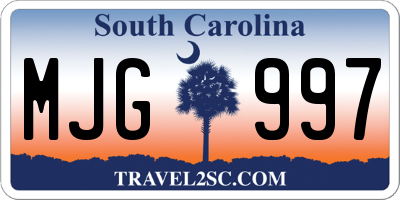 SC license plate MJG997