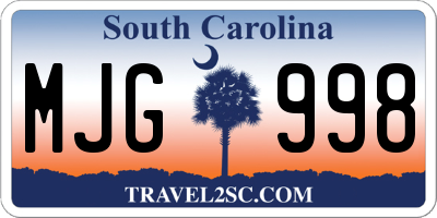 SC license plate MJG998
