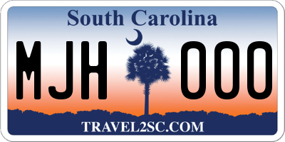 SC license plate MJH000