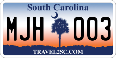 SC license plate MJH003
