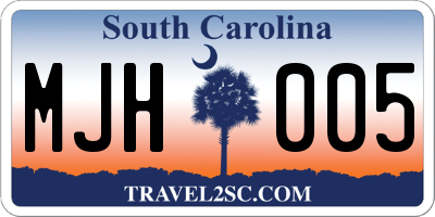 SC license plate MJH005