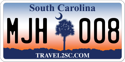SC license plate MJH008