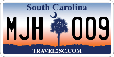 SC license plate MJH009