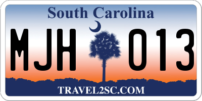 SC license plate MJH013