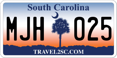 SC license plate MJH025