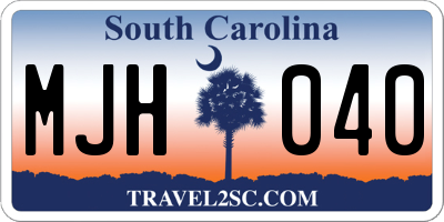 SC license plate MJH040