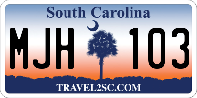 SC license plate MJH103