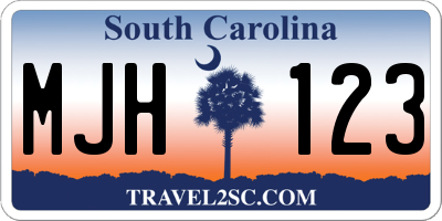 SC license plate MJH123