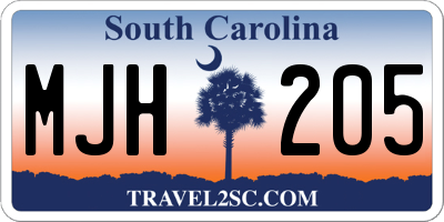 SC license plate MJH205