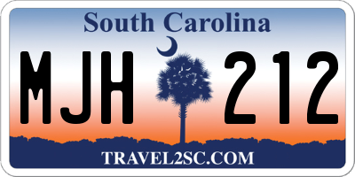 SC license plate MJH212