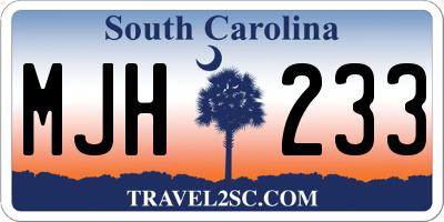 SC license plate MJH233