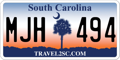 SC license plate MJH494