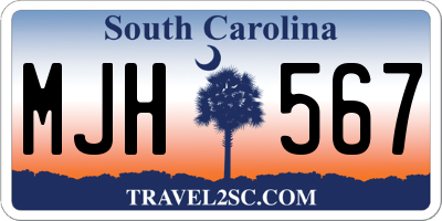 SC license plate MJH567