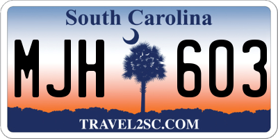 SC license plate MJH603