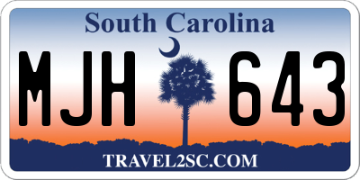 SC license plate MJH643